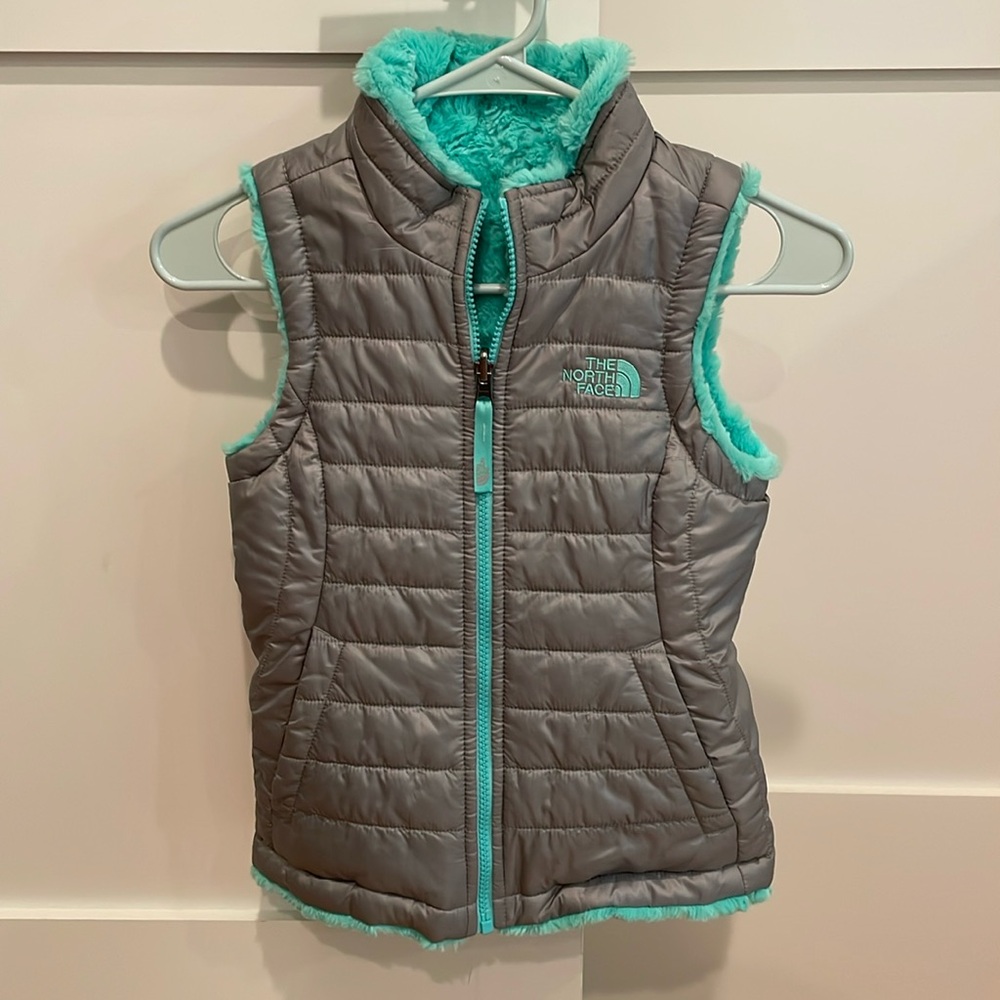 North Face kids reversible faux fur vest